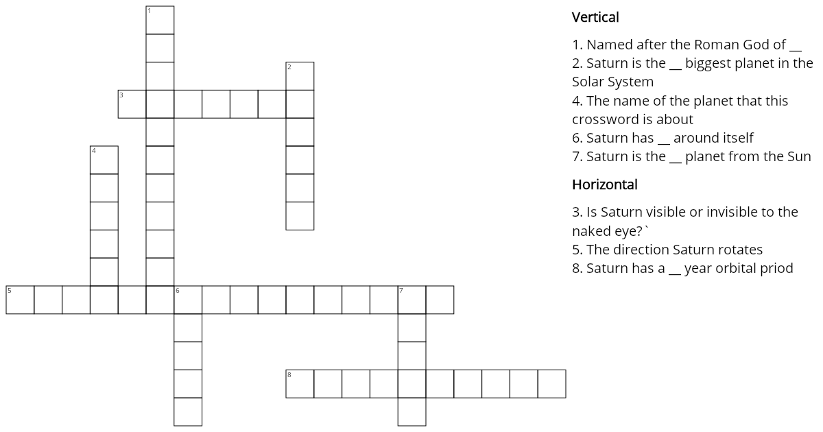 Saturn Crossword More Puzzles